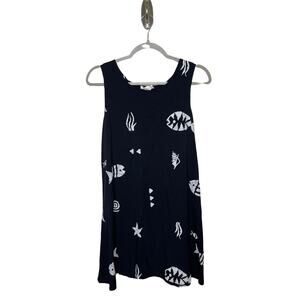 Sleeveless Black Fish Print Swing Dress